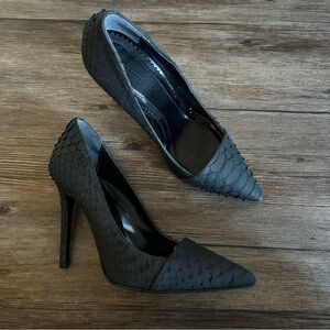 Like New AllSaints Real Python High Heel Stiletto Pump, Black, EU 38 / UK 5